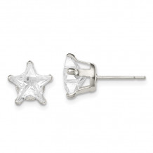 Quality Gold Sterling Silver 8mm Star Snap Set CZ Stud Earrings - QE7551