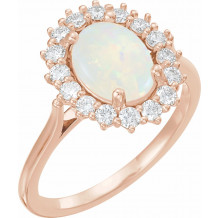 14K Rose Opal & 1/2 CTW Diamond Ring - 72070636P