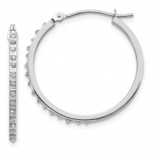 Quality Gold 14k White Gold Diamond Fascination Round Hinged Hoop Earrings - DF145