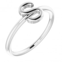 14K White Initial S Ring - 51895209P