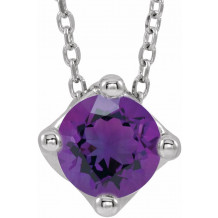 14K White Amethyst Solitaire 16-18 Necklace - 869936085P