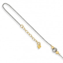 Quality Gold 14k White Gold Ropa Two-tone Diamond Cut Bead Anklet - ANK259-9