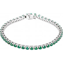 14K White Emerald Line 7 Bracelet - 65174260006P