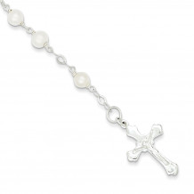 Quality Gold Sterling Silver & FW Cultured Pearl Rosary Bracelet - QH4698-7.5