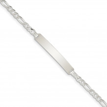 Quality Gold Sterling Silver ID Figaro Link Bracelet - QFD080-7