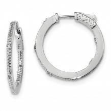 Quality Gold Sterling Silver Rhodium-plated CZ in and Out Round Hoop Earrings - QE13717