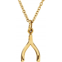 18K Yellow Vermeil Tiny Poshu00ae Wishbone 16-18 Necklace - 858011005P