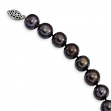 Quality Gold Sterling Silver Rhod-plated 10-11mm Black FWC Pearl Bracelet - QH5158-7.25