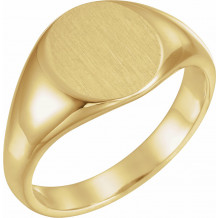 14K Yellow 12.5x10.5 mm Oval Signet Ring - 946437885P