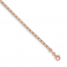 Quality Gold Sterling Silver Rose-tone Enclosed CZ Chain Bracelet - QG5019-7.25