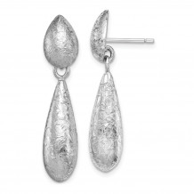Quality Gold Sterling Silver Rhodium-plated Textured Teardrop Dangle Post Earrings - QE11404