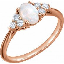 14K Rose Opal & 1/5 CTW Diamond Ring - 71812602P