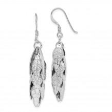 Quality Gold Sterling Silver Rhodium-plated Brushed Leaves Dangle Earrings - QE15102