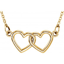 14K Yellow Tiny Poshu00ae Double Heart 16-18 Necklace - 857921001P