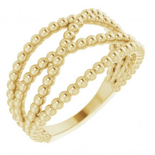 14K Yellow Beaded Criss-Cross Ring - 51674601P