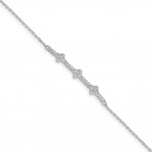 Quality Gold Sterling Silver Rhodium Plated CZ   1.25in ext. Bracelet - QG4896-6