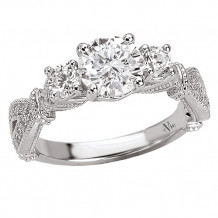 14k White Gold 3-Stone Semi-Mount Diamond Engagement Ring