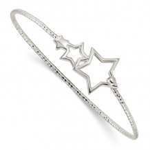 Quality Gold Sterling Silver Diamond Cut Stars Interlocking  Bangle Bracelet - QB1128