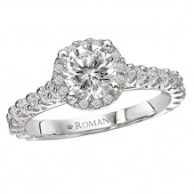 Romance 18k White Gold Halo Diamond Engagement Ring