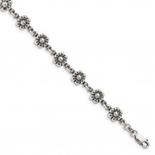 Quality Gold Sterling Silver Flower Charm Bracelet - QG1548-7
