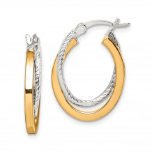 Quality Gold Sterling Silver & Gold Tone Twisted Hoop Earrings - QE14123