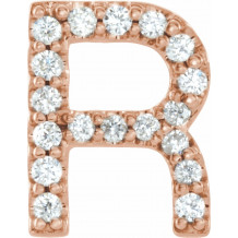 14K Rose .06 CTW Diamond Single Initial R Earring - 867976092P