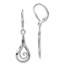 Quality Gold Sterling Silver Rhodium-plated Polished Fancy Dangle Leverback Earrings - QE11999
