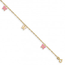 Quality Gold 14k Adjustable Enameled Butterfly Anklet - ANK88-10