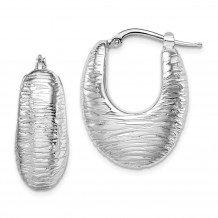 Quality Gold Sterling Silver Rhodium-plated Polished Hollow Hoop Earrings - QE11412