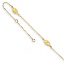 Quality Gold 14k Polished Puffed Rice Bead Anklet - ANK180-9