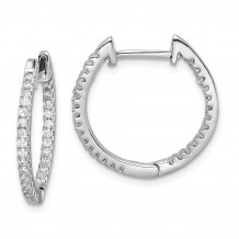 Quality Gold Sterling Silver Rhodium-plated CZ In & Out Hinged Hoop Earrings - QE15159