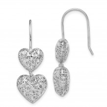 Quality Gold Sterling Silver Rhodium-plated Hearts Dangle Earrings - QE14912