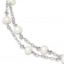 Quality Gold Sterling Silver Polished FW Cultured Pearl Bracelet - QH5048-7.5