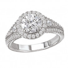 La Vie 14k White Gold Halo Semi-Mount Engagement Ring