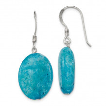 Quality Gold Sterling Silver Small Crack Aventurine Teal Dangle Earrings - QE7614