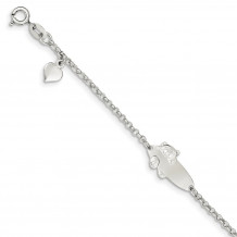 Quality Gold Sterling Silver Polished Teddy Bear Baby Engraveable ID Bracelet - QID174-6