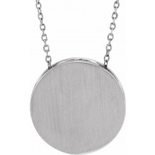 14K White 17 mm Engravable Scroll Disc 16-18 Necklace - 86634600P
