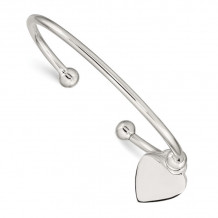 Quality Gold Sterling Silver 3mm Heart Bangle Bracelet - QB416