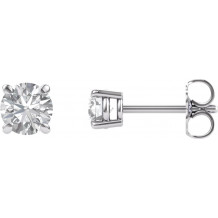 14K White 4.5 mm Round Forever Oneu2122 Moissanite Earrings - 6326560027P