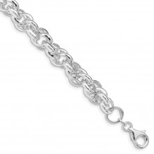 Quality Gold Sterling Silver Polished  1.25 in ext. Fancy Link Bracelet - QG4992-6.5