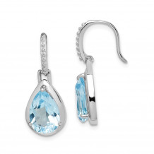 Quality Gold Sterling Silver Rhodium-plated Blue Topaz Teardrop Dangle Earrings - QE14284