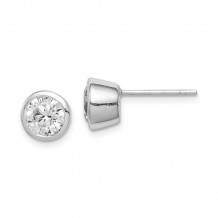 Quality Gold Sterling Silver 6mm CZ Round Bezel Stud Earrings - QE3175