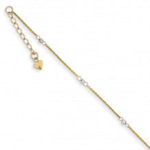 Quality Gold 14k Cable Two Tone with Mirror Beads Anklet - ANK264-9