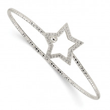 Quality Gold Sterling Silver Diamond Cut CZ Star Interlocking  Bangle Bracelet - QB1119