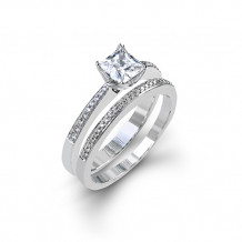 Zeghani 14k White Gold Diamond Engagement Ring Set