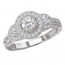 14k White Gold Halo Semi-Mount Diamond Engagement Ring