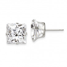 Quality Gold Sterling Silver 10mm Square Snap Set CZ Stud Earrings - QE7506