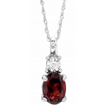 14K White Mozambique Garnet & .02CTW Diamond 18 Necklace - 651534107P