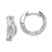 Quality Gold Sterling Silver Rhodium-plated Satin CZ Swirl Hinged Hoop Earrings - QE15250