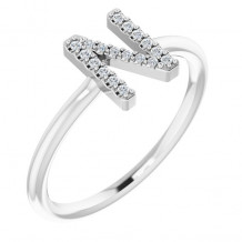 14K White .08 CTW Diamond Initial N Ring - 1238346065P